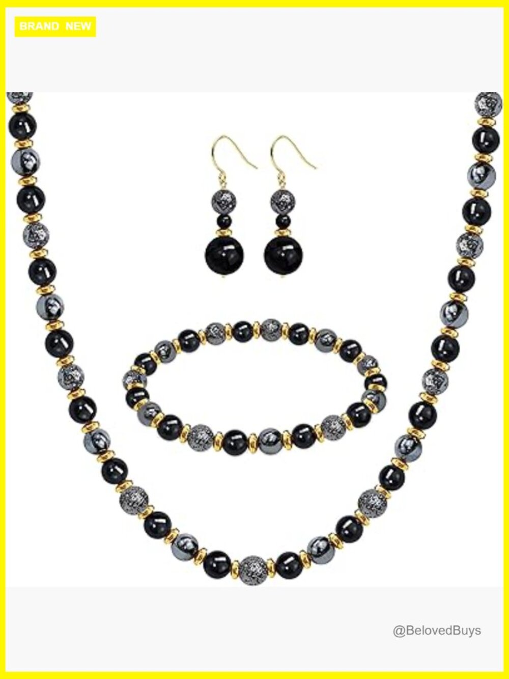 Boho Gemstone Beaded Necklace Set with Bracelet and Earrings